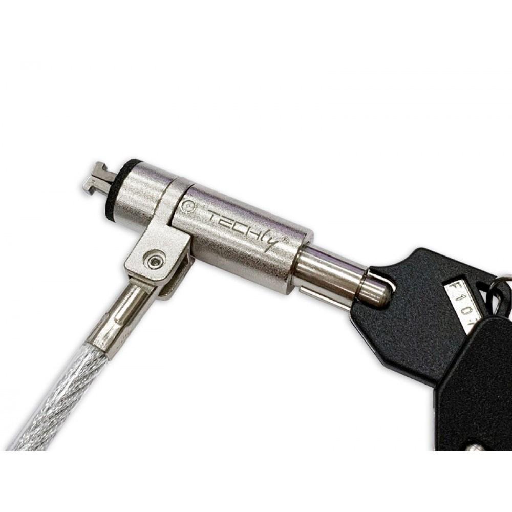 TECHLY 107289 Techly Keyed nešiojamojo kompiuterio saugos kabelio užraktas, skirtas Nano Slot 2,5x5,5 180cm