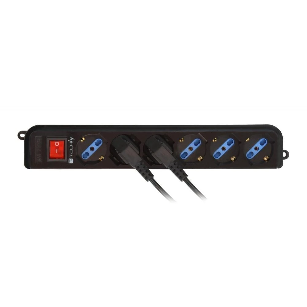 Techly IUPS-PCP-6V elektros tinklo ilgintuvas 1,5 m 6 AC išvestis(ys / čių) Juoda