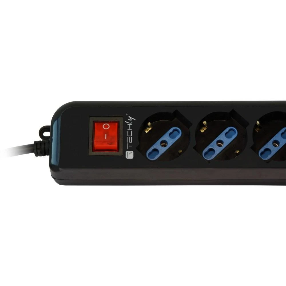 Techly IUPS-PCP-6V elektros tinklo ilgintuvas 1,5 m 6 AC išvestis(ys / čių) Juoda