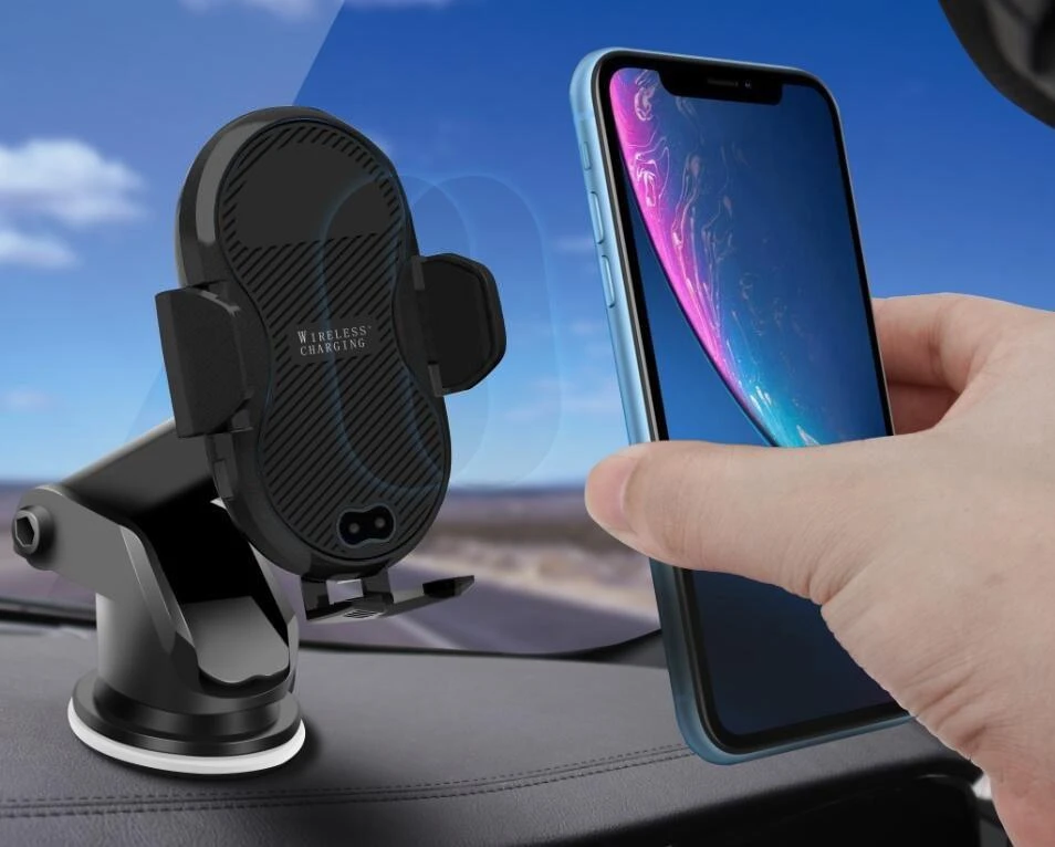 TECHLY 108781 Techly Automatinis automobilinis išmaniojo telefono laikiklis su belaidžiu indukciniu Qi įkrovikliu 10W