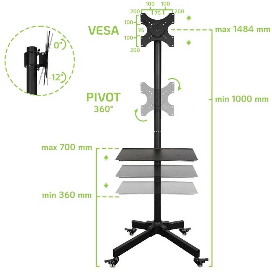 Suport de perete pentru LED TV LCD, Slim Fix, 25-56 inch, Negru, Techly