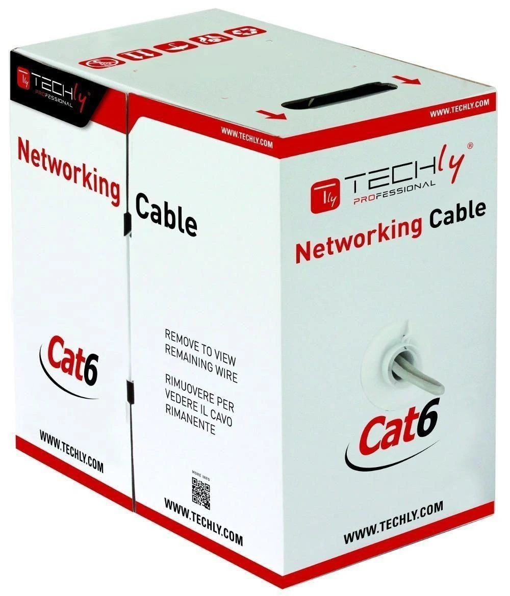 Techly Pro TechlyPro UTP Cat6 kabelis 4x2 CCA 305m dėžutė pilka
