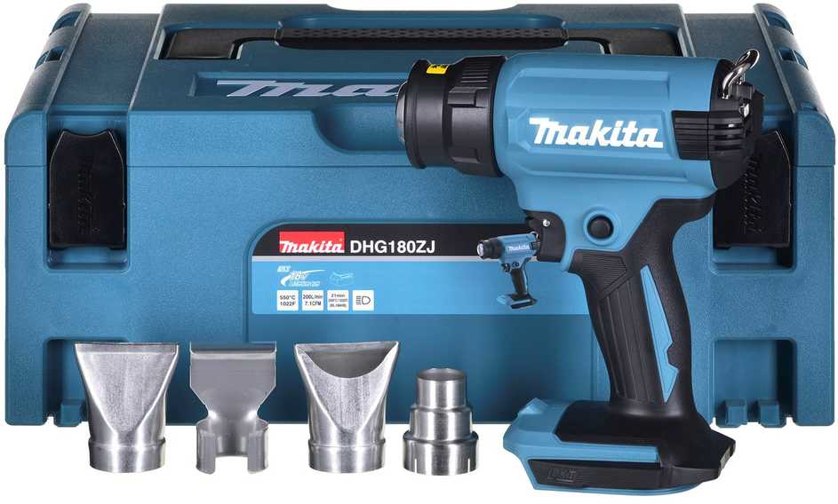 Makita techninis fenas DHG180ZJ 18V, lagaminas, be akumuliatoriaus ir kroviklio