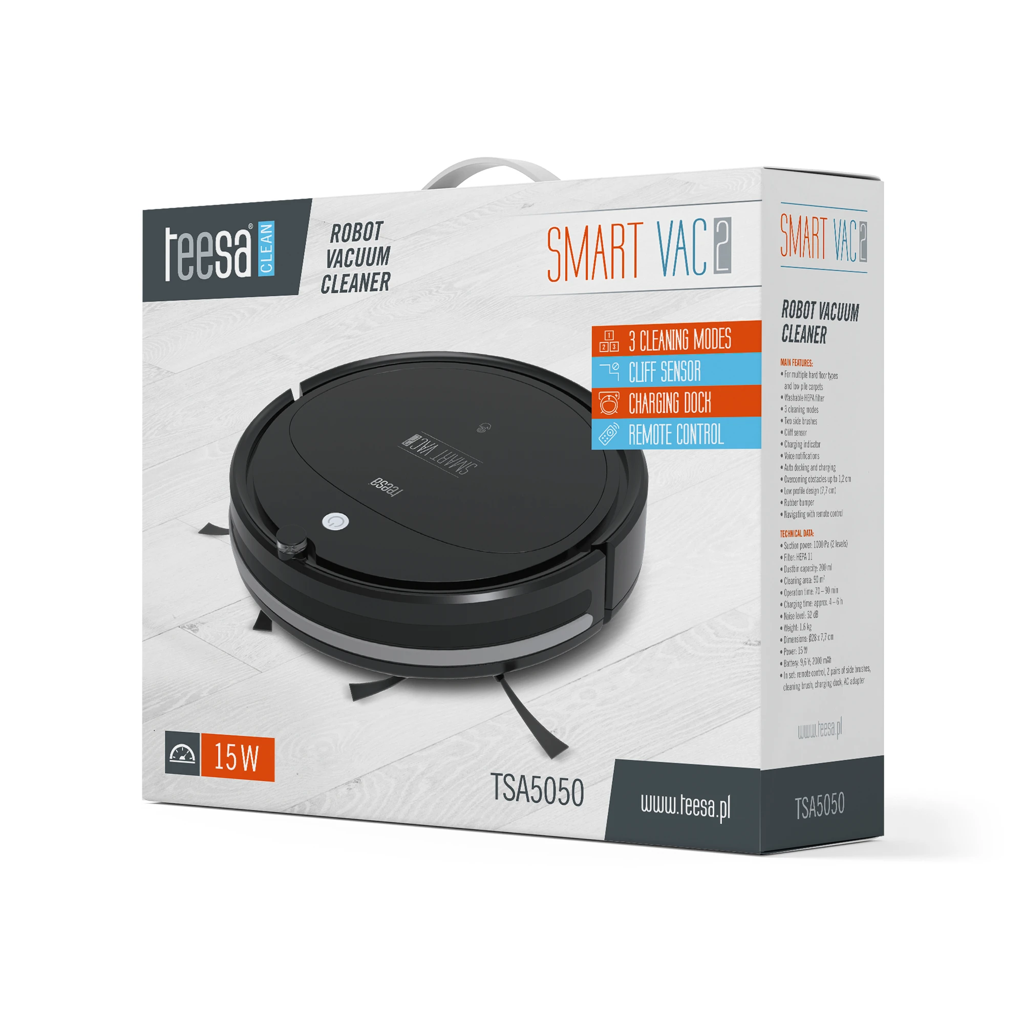 Dulkių siurblys  - robotas Teesa Smart Vac, Juodas