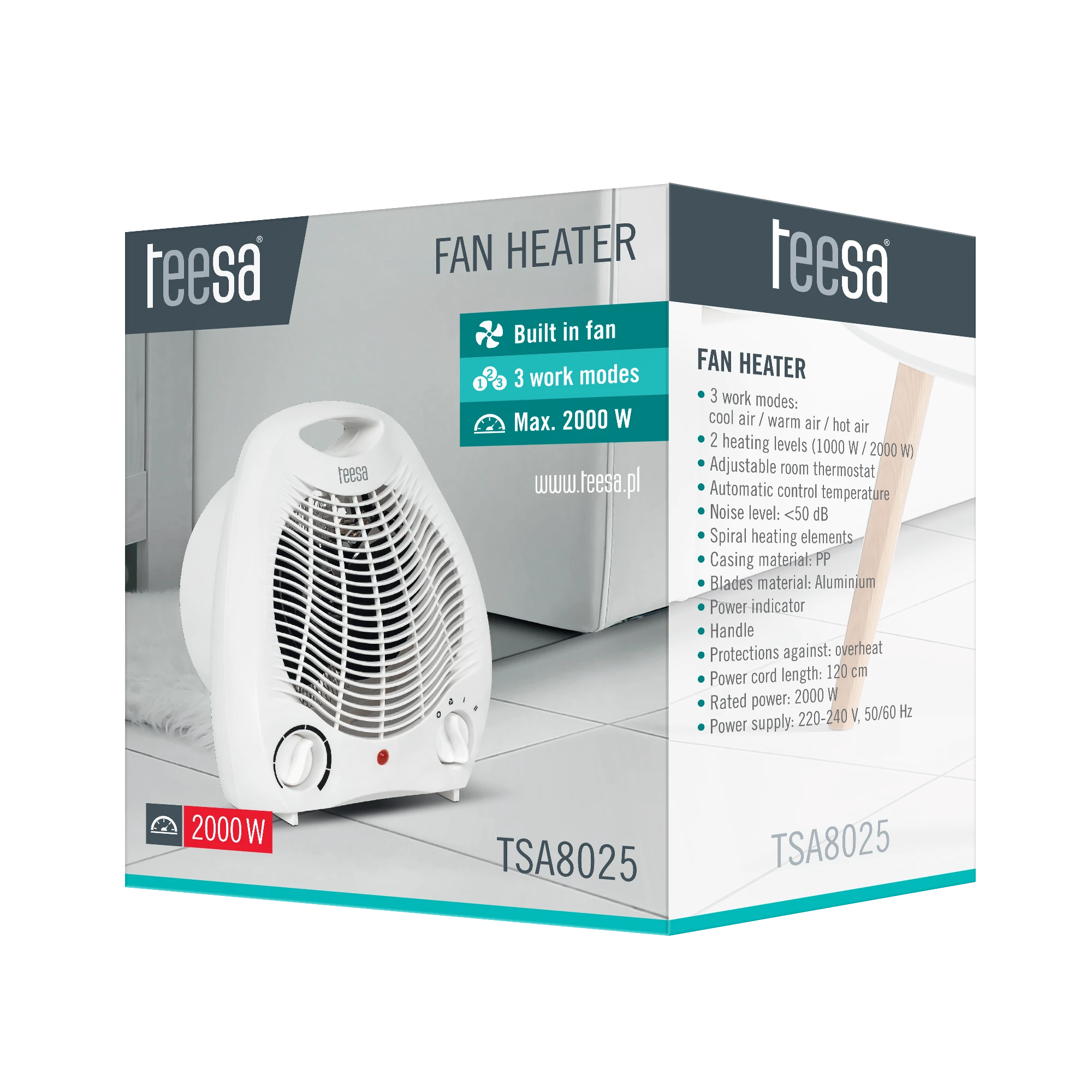 Ventiliatorius Teesa TSA8025 1000W / 2000W