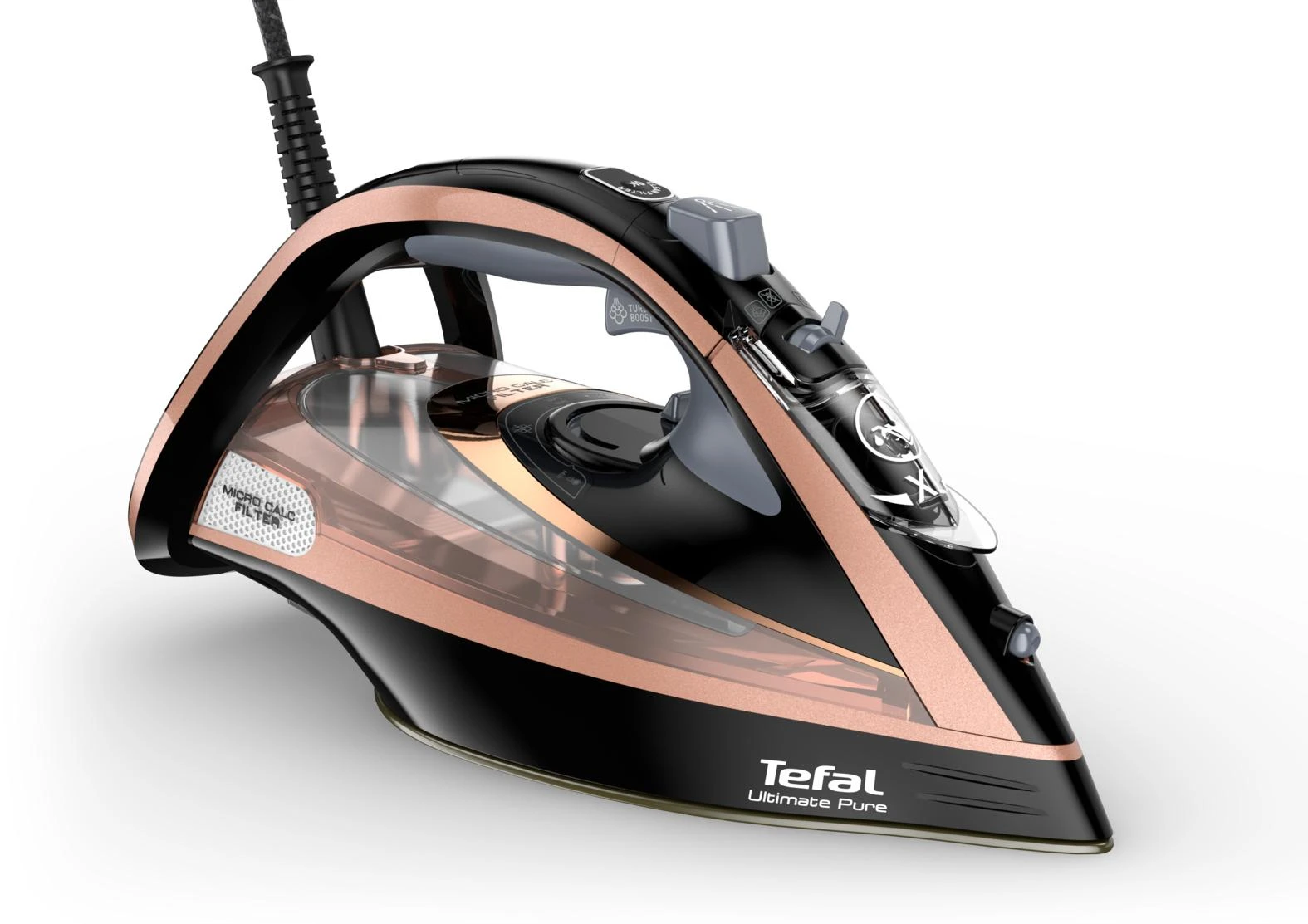 Garų lygintuvas Tefal Ultimate Pure FV9845E0 | 3200 W | Vandens talpa 350 ml | Juogas/rausvai auksinis