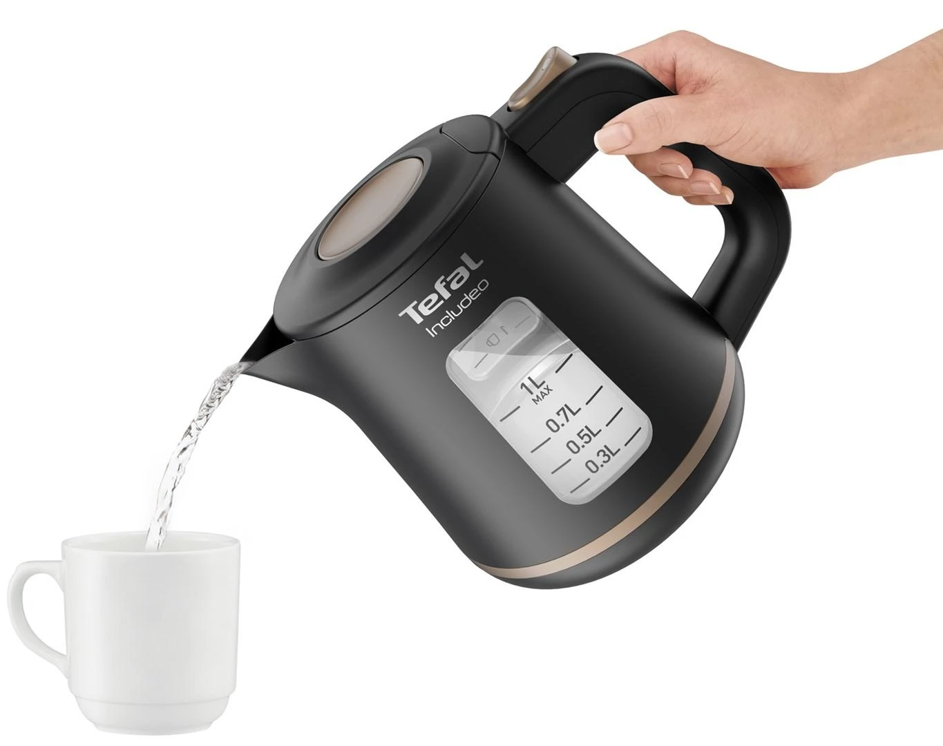 TEFAL | Virdulys | KI533811 | Electric | 2400 W | 1 L | Plastic | 360° rotational base | Juodas