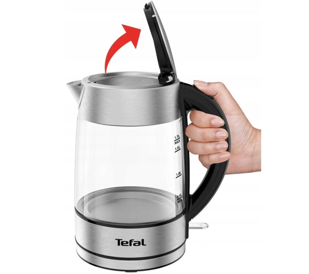 TEFAL | Virdulys | KI772D | Elektrinis | 2400 W | 1,7 l | Stiklas | 360° besisukantis pagrindas | Juodas/Nerūdijančio plieno