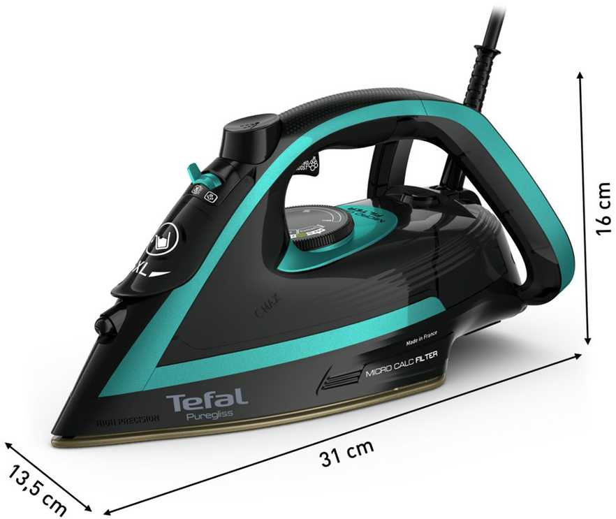 Tefal Puregliss FV8066 Sausas ir garinis lygintuvas Durilium AirGlide Autoclean padas 3000 W Juoda, Mėlyna