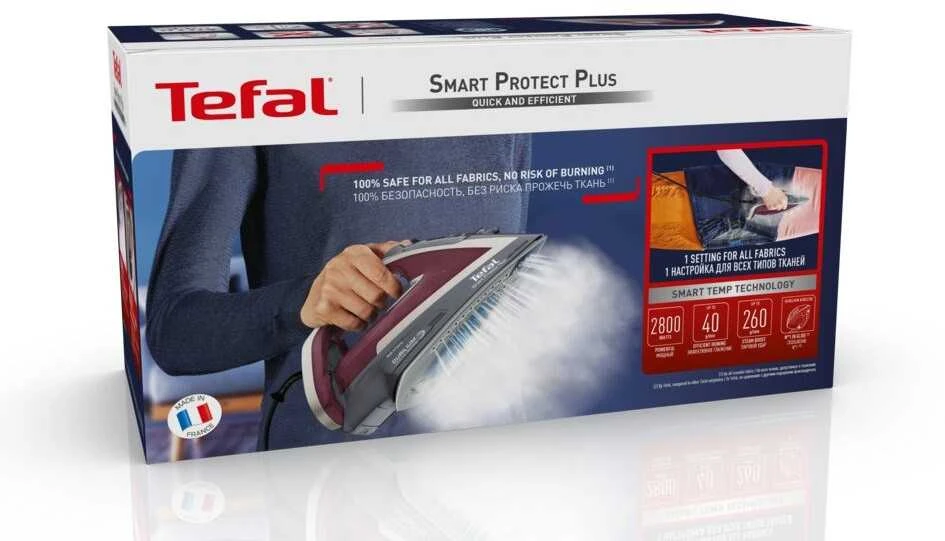 TEFAL | FV6870E0 | Garų lygintuvas | 2800 W | Vanduo tank capacity 270 ml | Continuous steam 40 g/min | Raudona/Pilkas