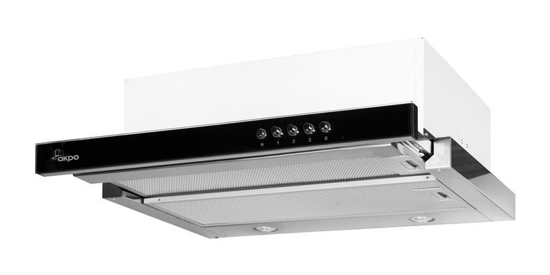 Gartraukis Stalčius AKPO WK-7 LIGHT GLASS 50 INOX JUODA (265,5 m3/h, 500mm, inox spalva)
