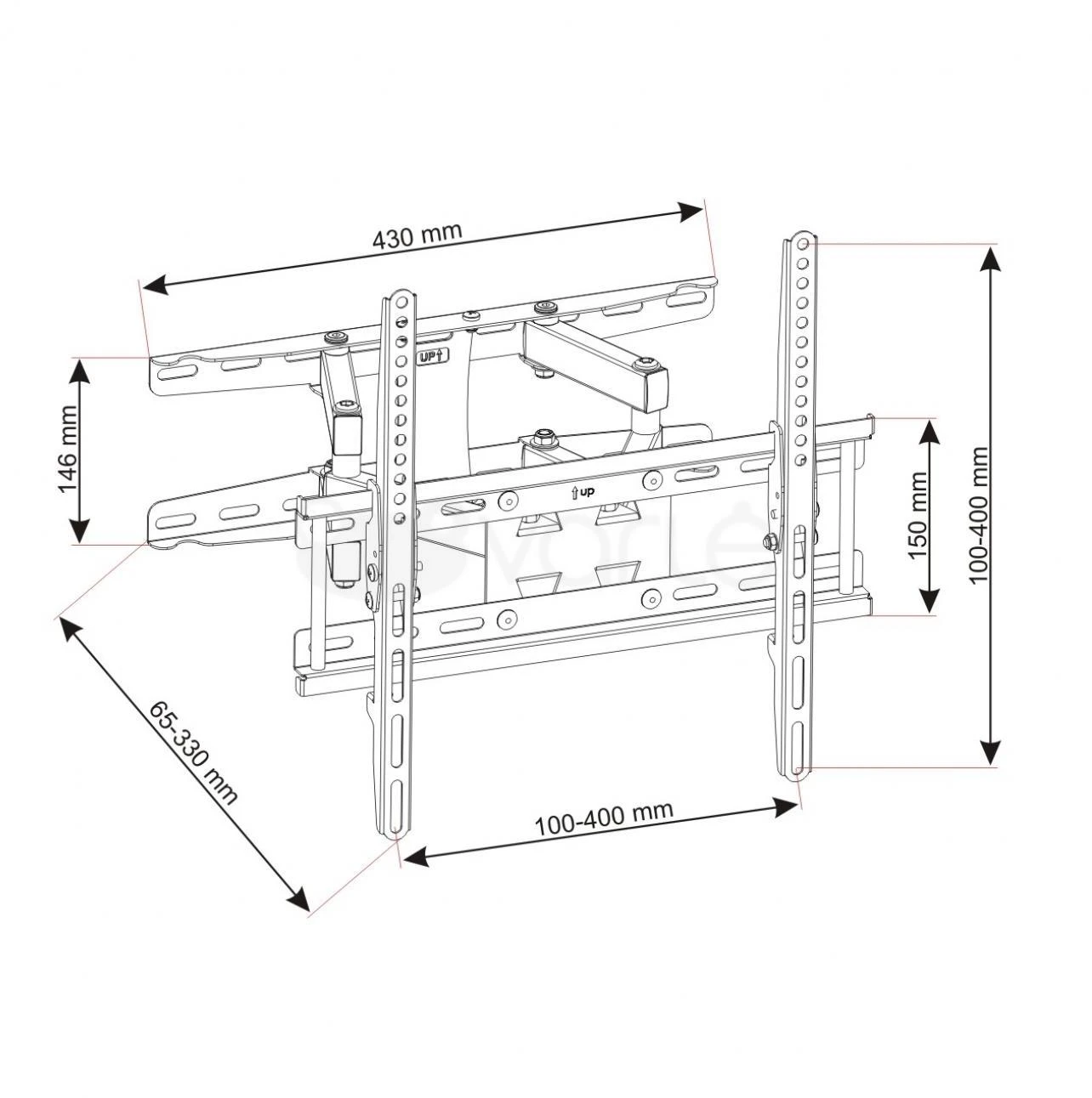 Hikvision ART RAMT ADUX150 laikiklis televizoriui 23-60 LED/LCD 45kg UX150 vertikalus/horizontalus reguliavimas