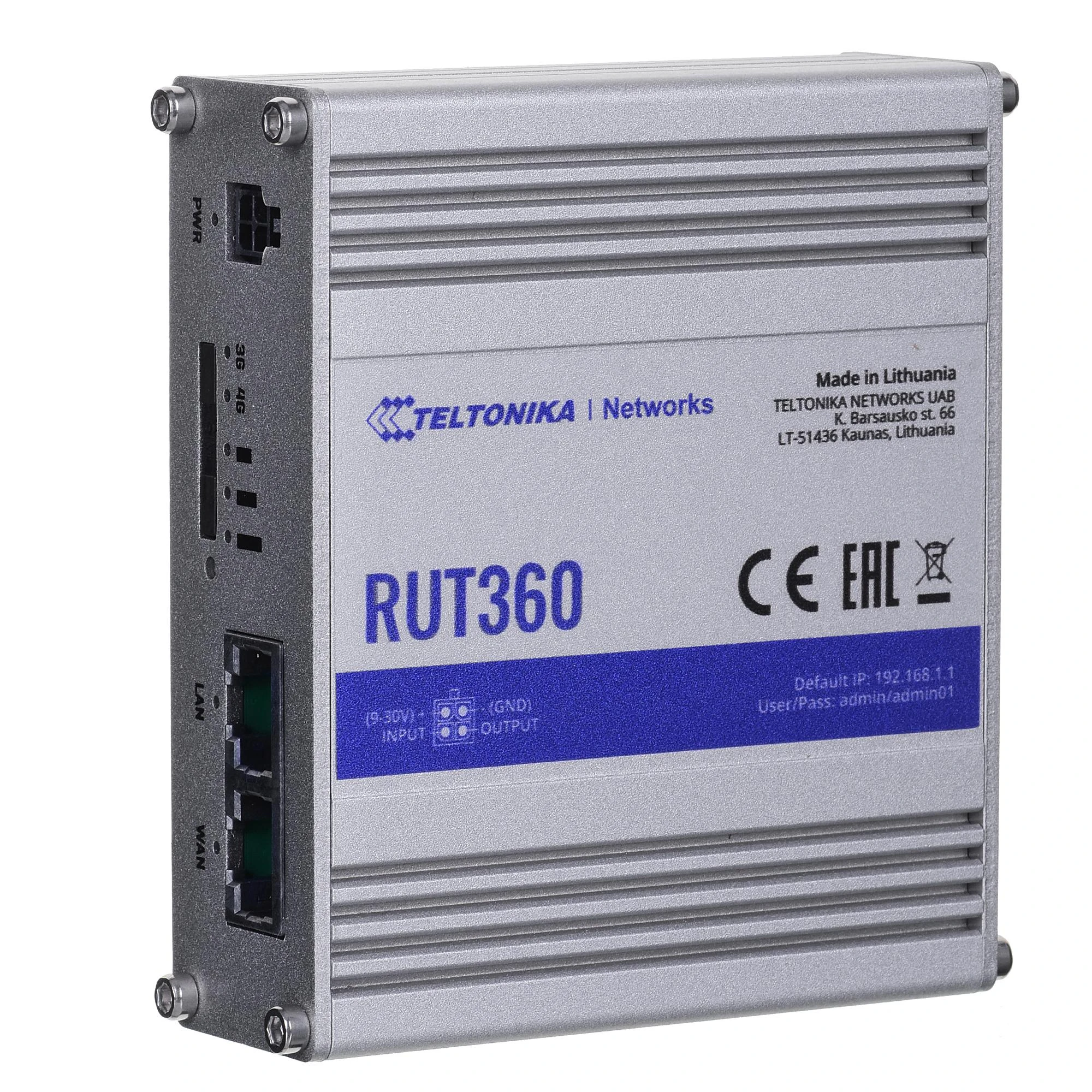 Teltonika | Pramoninis korinio ryšio maršrutizatorius | RUT360 LTE CAT6 | 1 x LAN jungtis, 10/100 Mbps, atitinka IEEE 802.3, IEEE 802.3u standartus, palaiko automatinį MDI/MDIX perjungimą, Mbit/s | Ethernet LAN (RJ-45) jungtys, 2 x RJ45 jungtys, 10/100 Mbps | Mesh palaikymas: Ne | MU-MiMO: Taip | 3G/4G duomenų bendrinimas | Antenos tipas: 2 x SMA, skirta LTE, 2 x RP-SMA, skirta WiFi