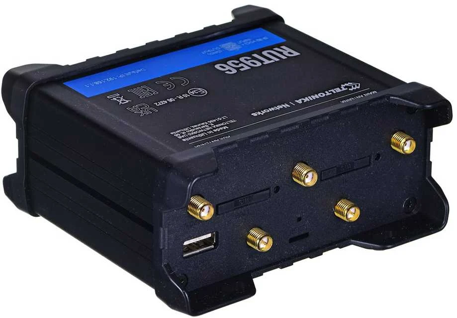Šakotuvas Teltonika | Pramoninis maršrutizatorius | RUT956 | 802.11n | 10/100 Mbit/s | Ethernet LAN (RJ-45) jungtys 4 | Palaikomas tinklelis: ne | MU-MiMO: ne | 2G/3G/4G | Antenos tipas: 2 x SMA, skirtas LTE, 2 x RP-SMA, skirtas WiFi, 1 x SMA, skirtas GNSS | 1 x USB 2.0