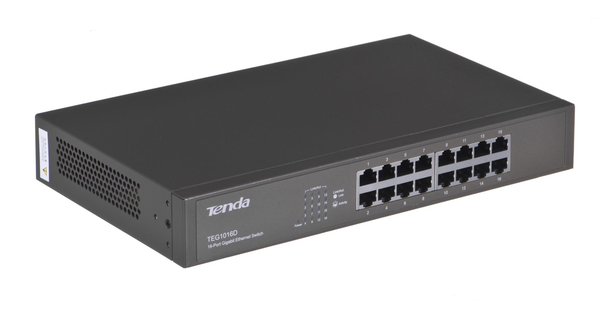 Šakotuvas Tenda 16-port Gigabit Ethernet Switch Unmanaged Mėlyna