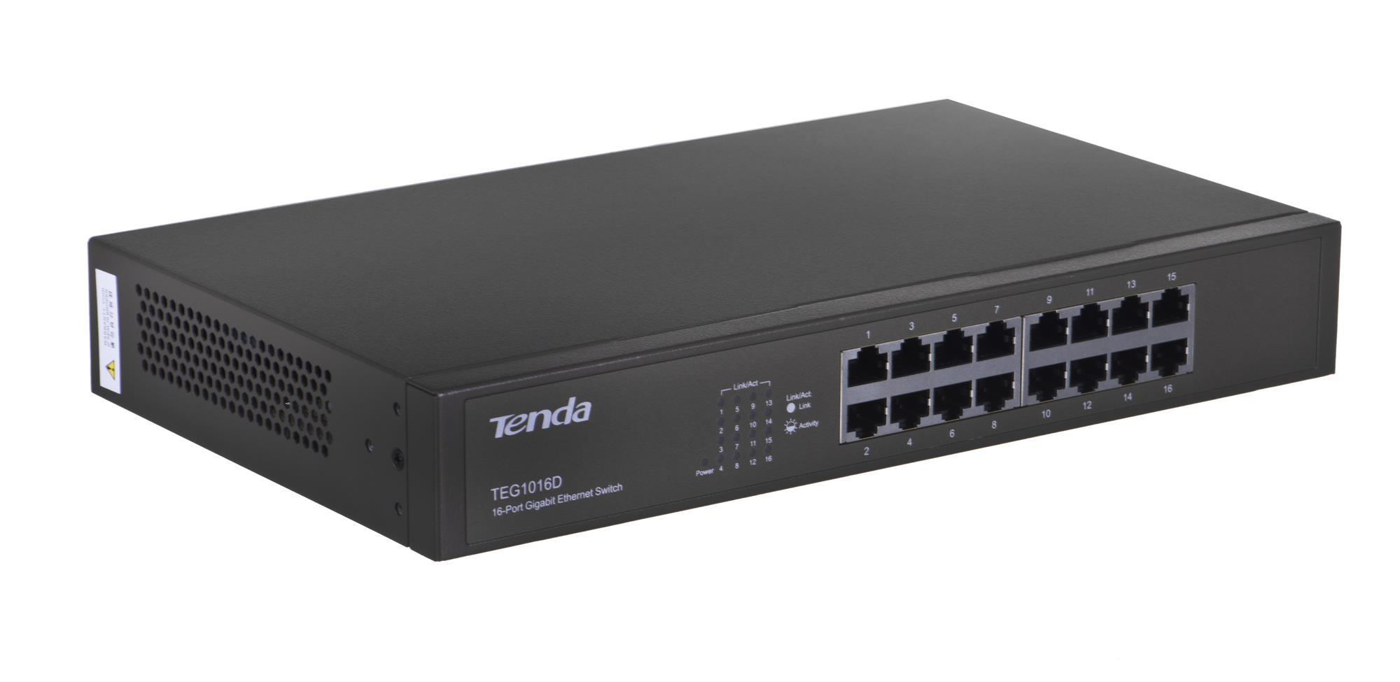 Šakotuvas Tenda 16-port Gigabit Ethernet Switch Unmanaged Mėlyna