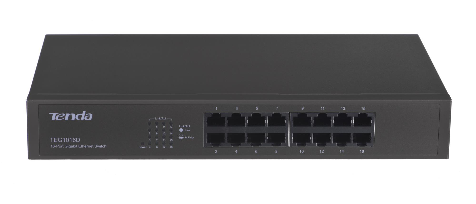 Šakotuvas Tenda 16-port Gigabit Ethernet Switch Unmanaged Mėlyna