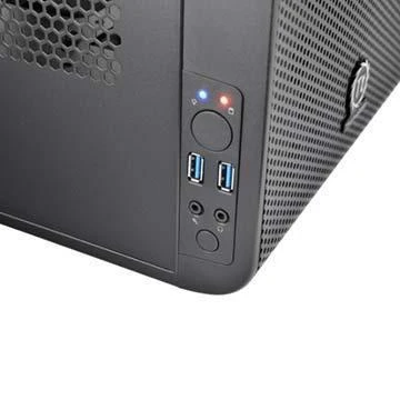 THERMALTAKE Core V1 Mini-ITX Case 2x USB 3.0 ir 1x HD Audio I/O jungtis viršuje, vienas iš anksto įdiegtas 200 mm ventiliatorius