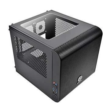THERMALTAKE Core V1 Mini-ITX Case 2x USB 3.0 ir 1x HD Audio I/O jungtis viršuje, vienas iš anksto įdiegtas 200 mm ventiliatorius