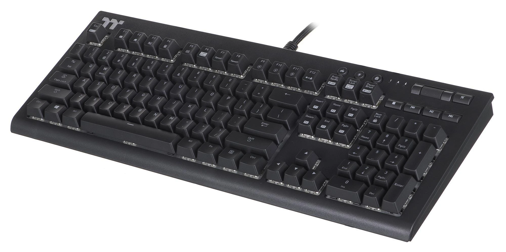 Klaviatūra Thermaltake Premium X1 RGB Cherry MX Mėlyna Sidabrinis KB-TPX-SSBRUS-01 (mechaninė, USB 2.0, juodos spalvos