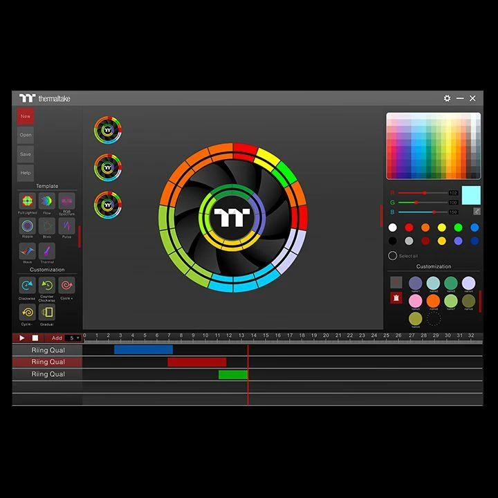 Ventiliatorius Thermaltake Riing Quad 14 RGB 3-pack + Hub Juodas (CL-F089-PL14SW-A)
