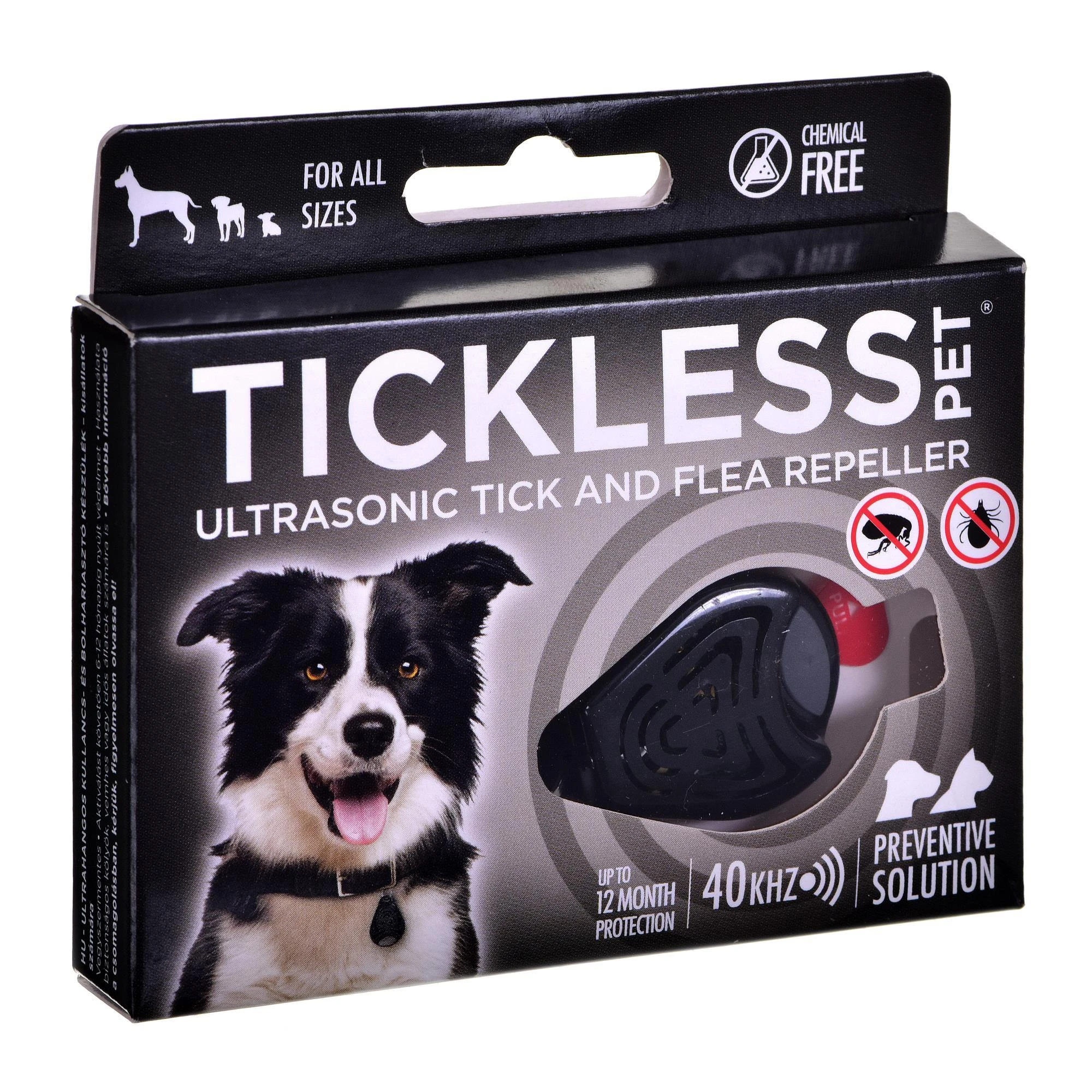 TickLess ultragarsinis šunų pakabukas nuo erkių ir blusų, juodos spalva