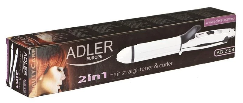 Adler | Hair straightener 2 in 1 | AD 2104 | Garantija 24 mėn. | Ceramic heating system | 50 W | Baltas