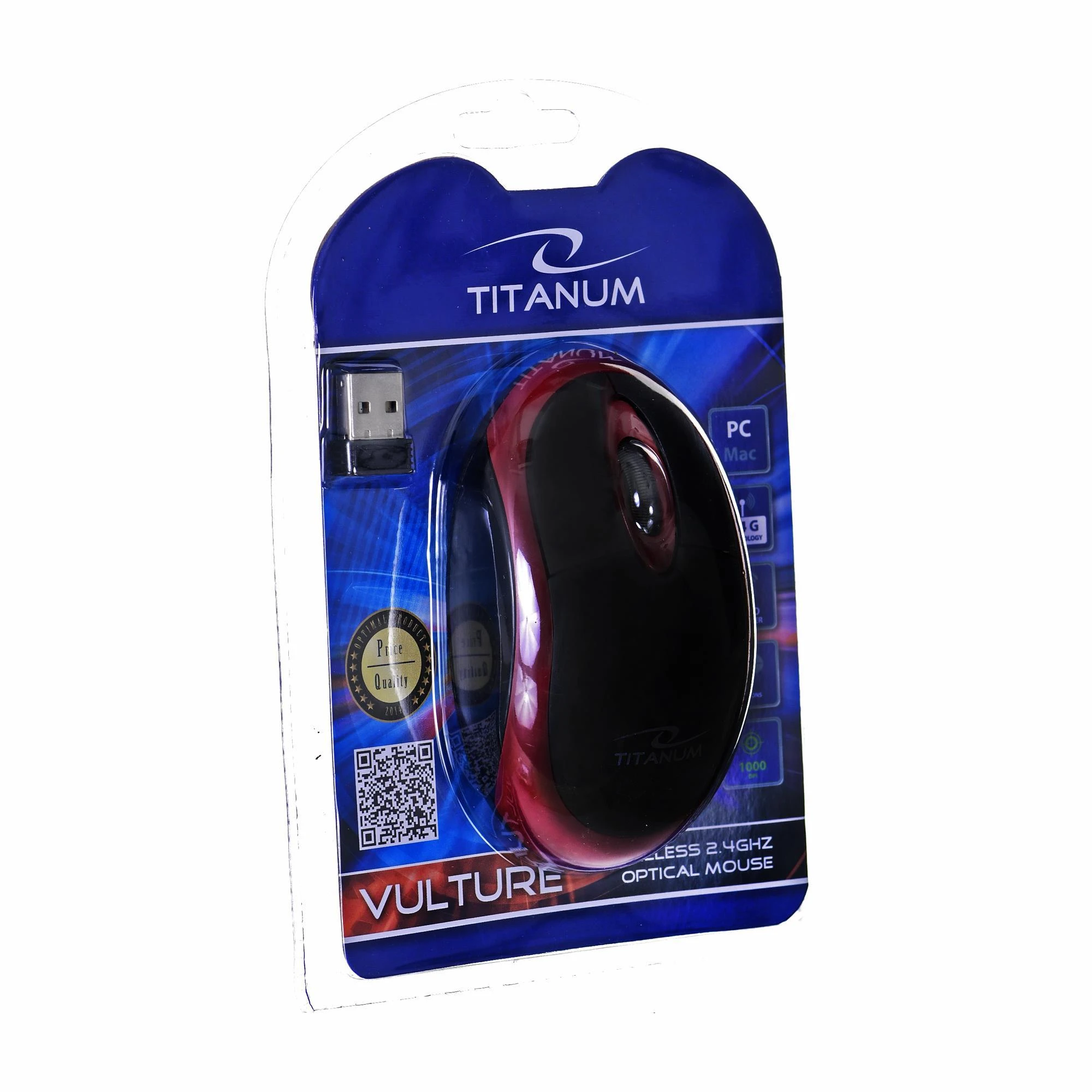 Optinė belaidė pelė Esperanza TITANUM TM116R VULTURE - 3D | 2.4 GHz| 1000 DPI