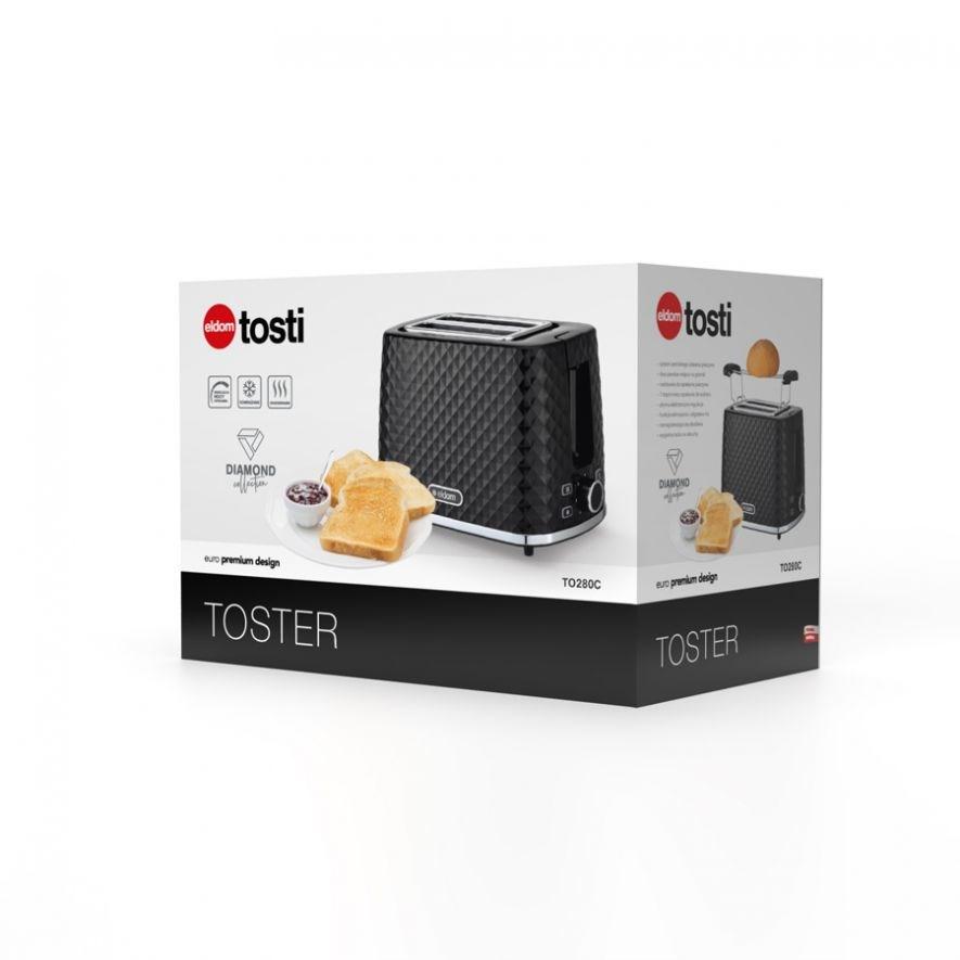 Skrudintuvas TO280C ELDOM Toaster TOSTI, bun rack, defrost system, juodas
