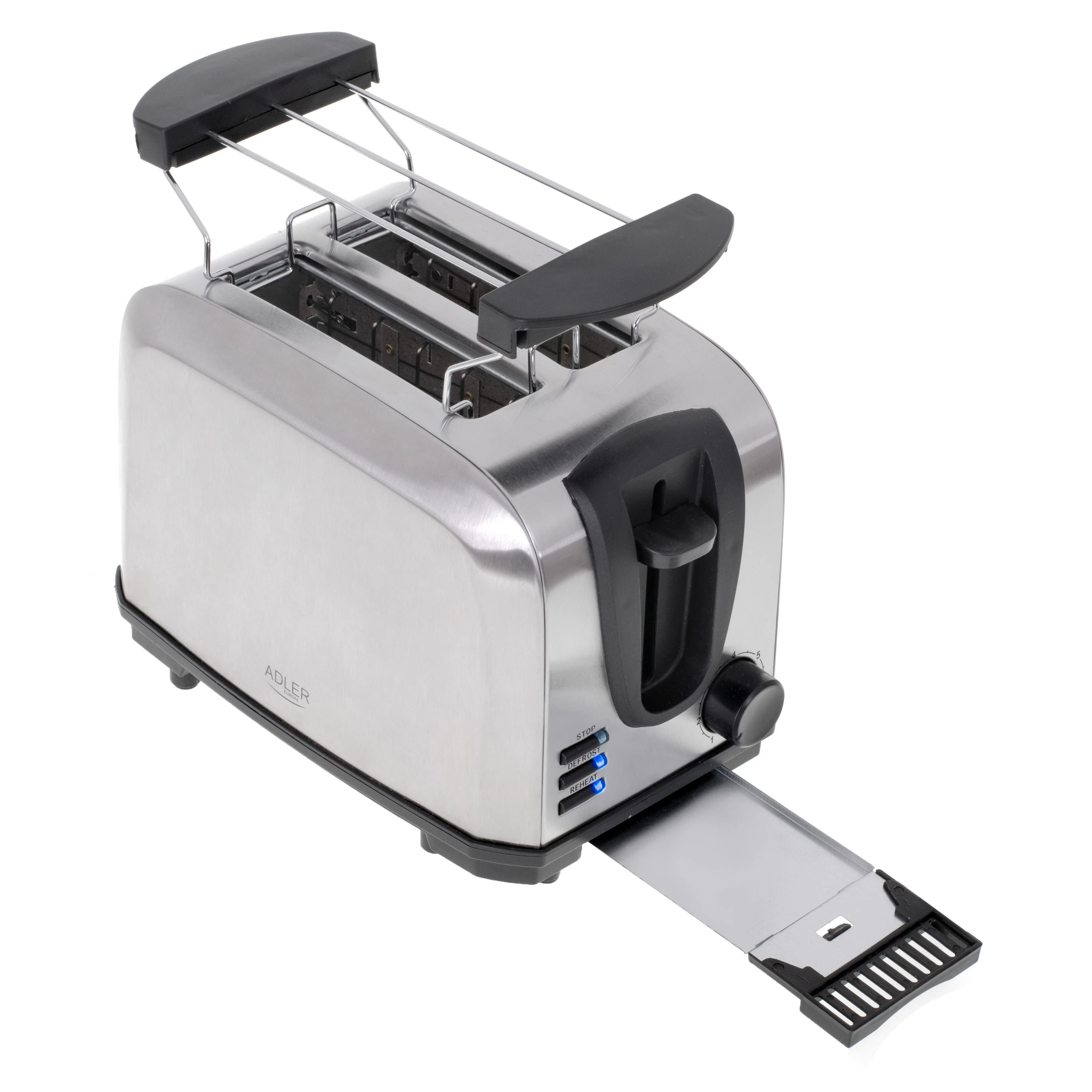 Skrudintuvas Adler Toaster AD 3222 Power 700 W Number of slots 2 Housing material Nerūdijantis plienas Sidabrinis