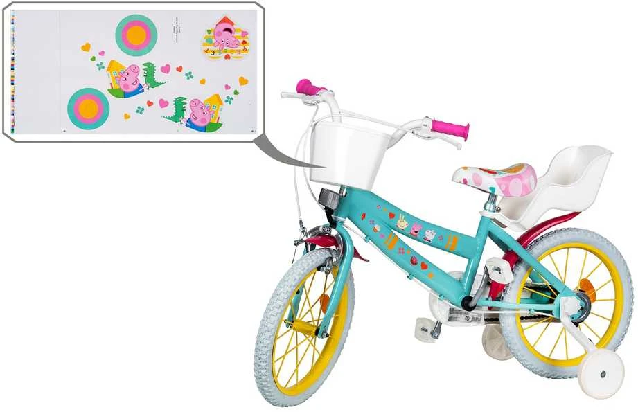 Vaikiškas Dviratis - TOIMSA Peppa Pig 16", Rožinis