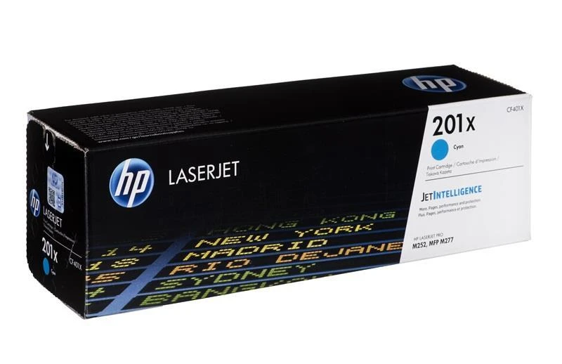 „Hewlett Packard“ (HP) HP 201X didelio našumo žalsvai mėlyna originali „LaserJet“ dažų kasetė, 2 300 puslapių