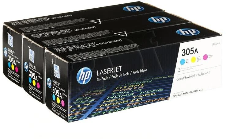 Hewlett Packard (HP) HP 305A LJ Pro 400/300, Color M351/M375/M475/M451 series C,M,Y rinkinys (kiekvienas 2 600 puslapių)