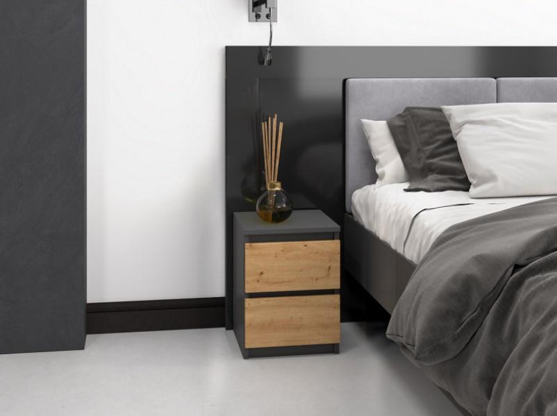 Top E Shop Naktinis Staliukas - Malwa M2 2 Dėžutės Antracito Ąžuolas