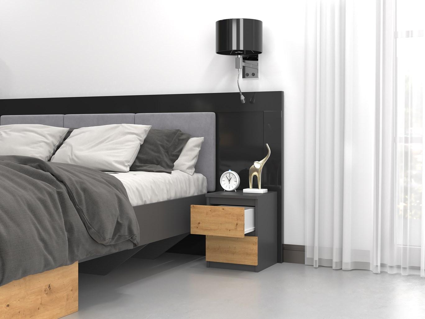 Top E Shop Naktinis Staliukas - Malwa M2 2 Dėžutės Antracito Ąžuolas
