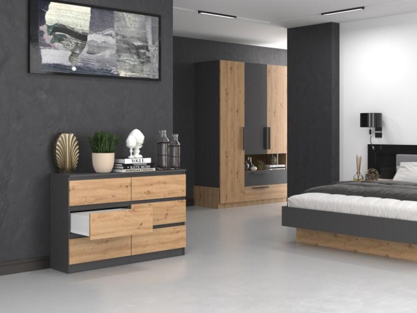 Top E Shop Baldų Komoda - Topeshop M6 120 Antracito Spalvos