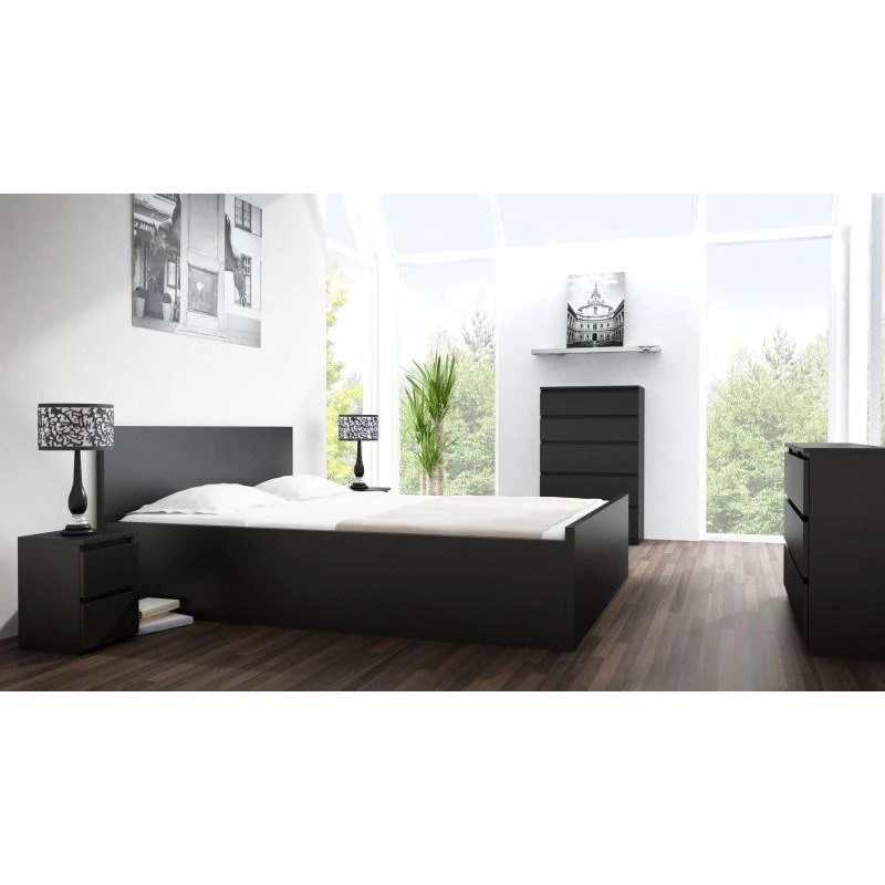 Juoda komoda M6 120 miegamojo interjere