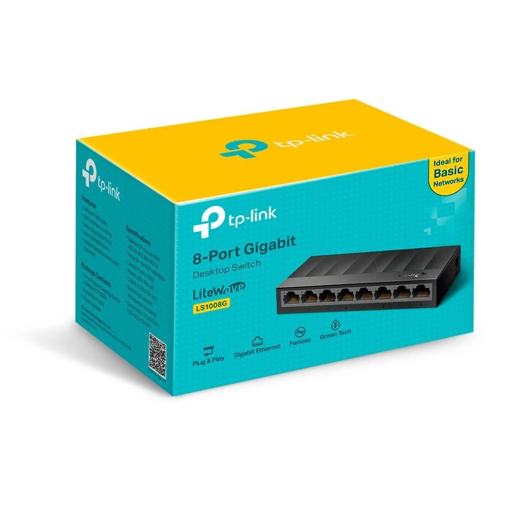 TP-LINK LiteWave 8-port Gigabit Desktop Switch 8 Gigabit RJ45 Ports Desktop Plastikinis dėklas