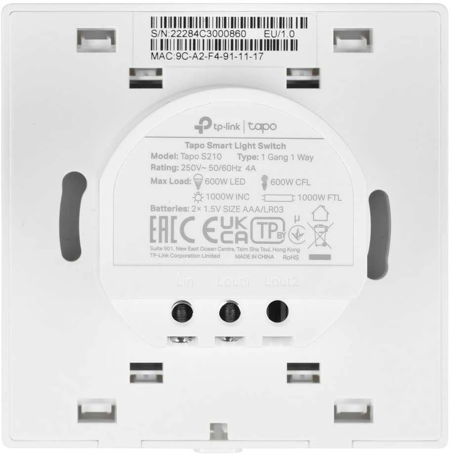 TP-LINK išmanusis šviesos jungiklis „Tapo S210“ (TAPO S210)