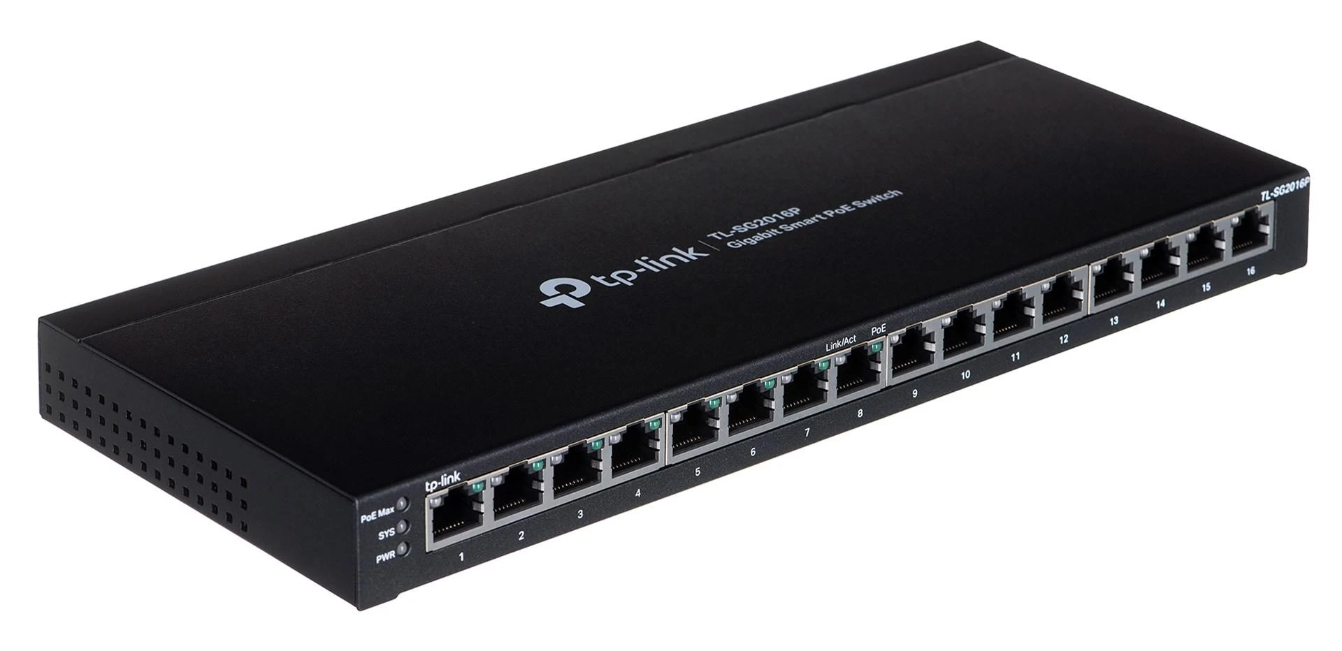 Šakotuvas TP-LINK | „etStream“ 16 prievadų gigabito išmanusis komutatorius su 8 prievadų „PoE+“ | TL-SG2016P | Valdomas žiniatinklyje | Stalinis | Maitinimo šaltinis: išorinis