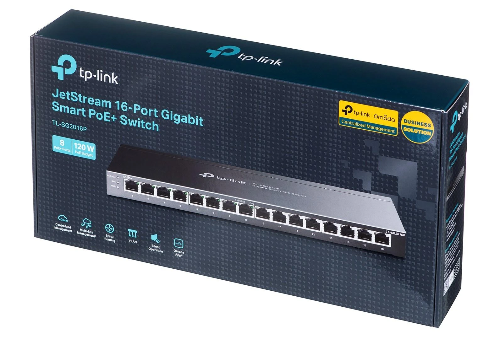 Šakotuvas TP-LINK | „etStream“ 16 prievadų gigabito išmanusis komutatorius su 8 prievadų „PoE+“ | TL-SG2016P | Valdomas žiniatinklyje | Stalinis | Maitinimo šaltinis: išorinis