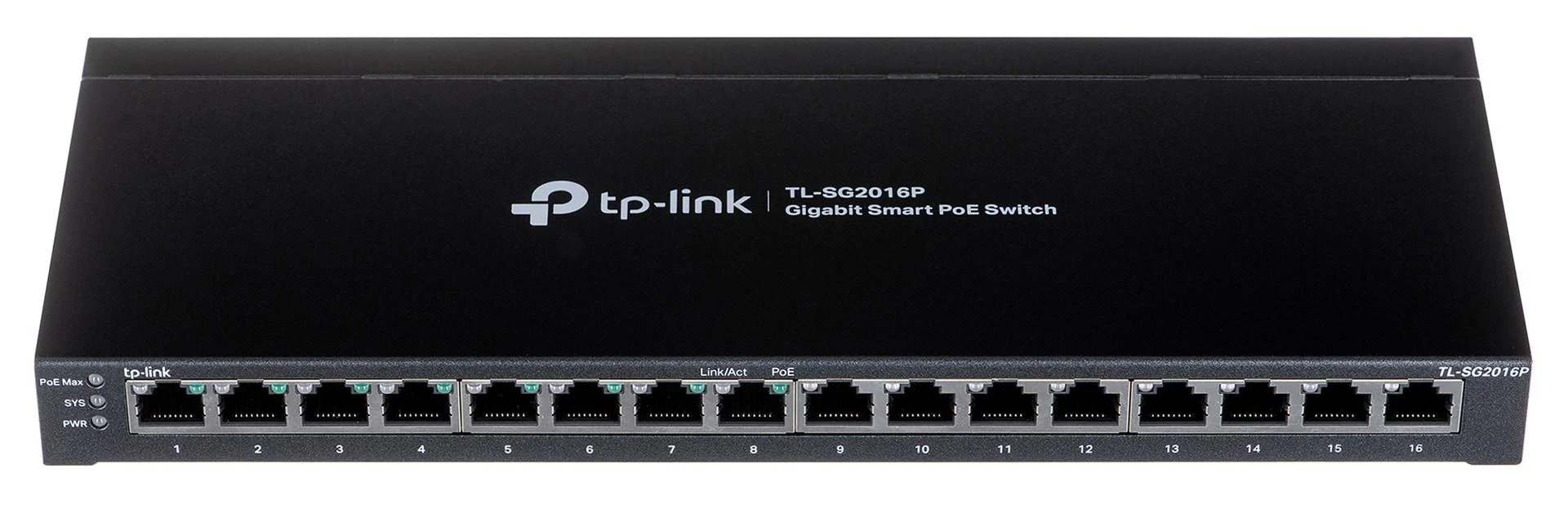 Šakotuvas TP-LINK | „etStream“ 16 prievadų gigabito išmanusis komutatorius su 8 prievadų „PoE+“ | TL-SG2016P | Valdomas žiniatinklyje | Stalinis | Maitinimo šaltinis: išorinis