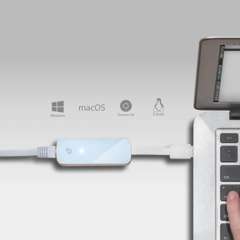 TP-LINK USB 2.0–100Mbps Ethernet tinklo adapteris 1 USB 2.0 jungtis 1 10/100Mbps Ethernet prievadas