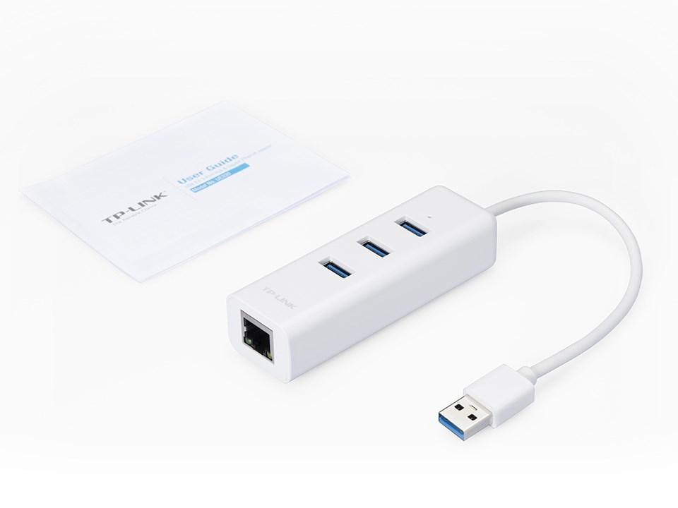 TP-Link UE330 nešiojamojo kompiuterio doko stotis / prievadų replikatorius Laidinis USB 3.2 Gen 1 (3.1 Gen 1) Type-A Balta