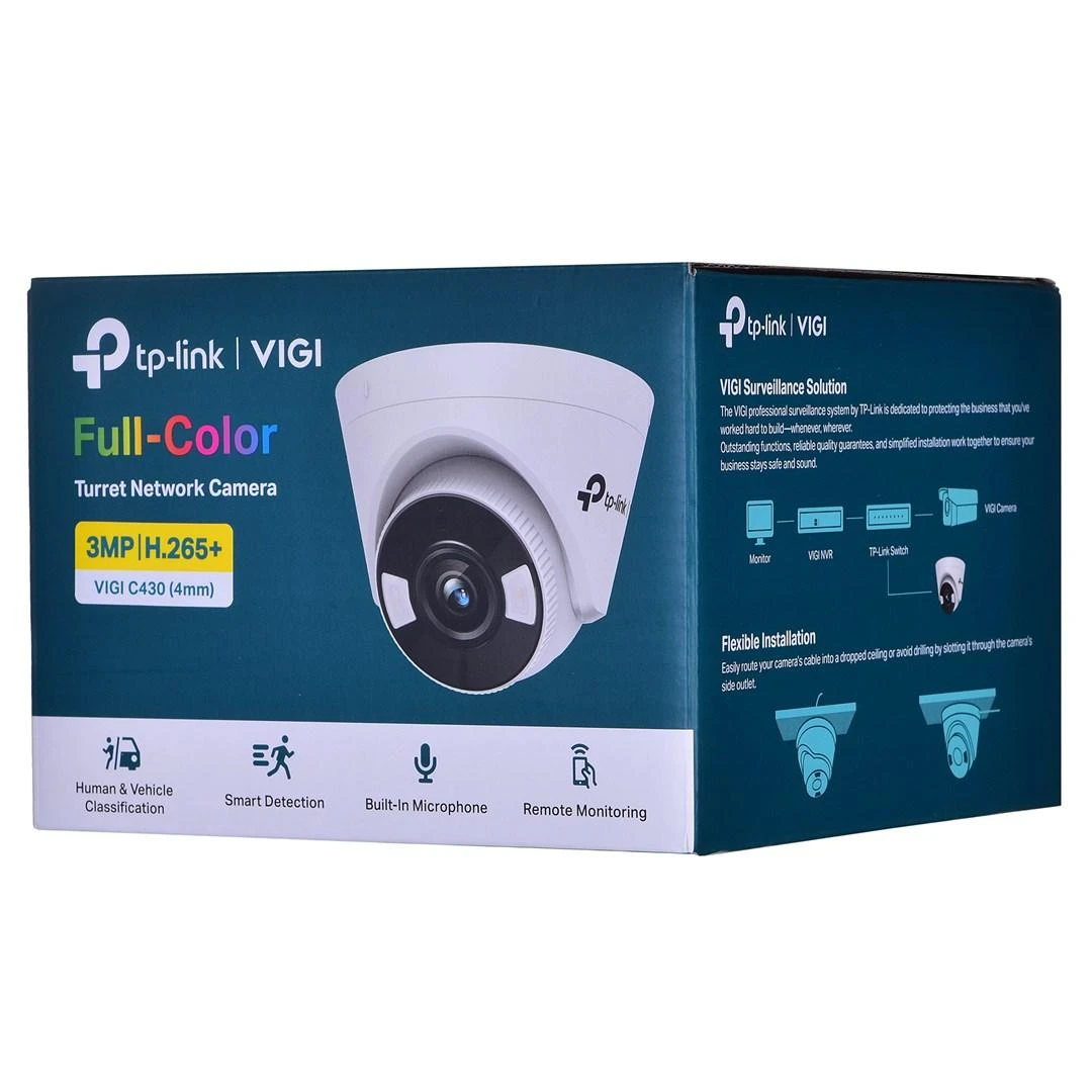TP-LINK | Spalvota bokštelio formos tinklo kamera | VIGI C430 | Bokštelis | 3 MP | 4 mm | H.265+/H.265/H.264+/H.264 | N/A