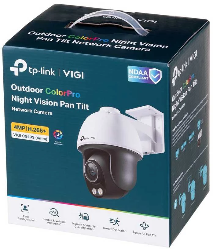 TP-LINK | Tinklo kamera | VIGI 4MP Outdoor ColorPro Night Vision Pan Tilt | Fiksuoto židinio objektyvas | Maitinimas per Ethernet (PoE)