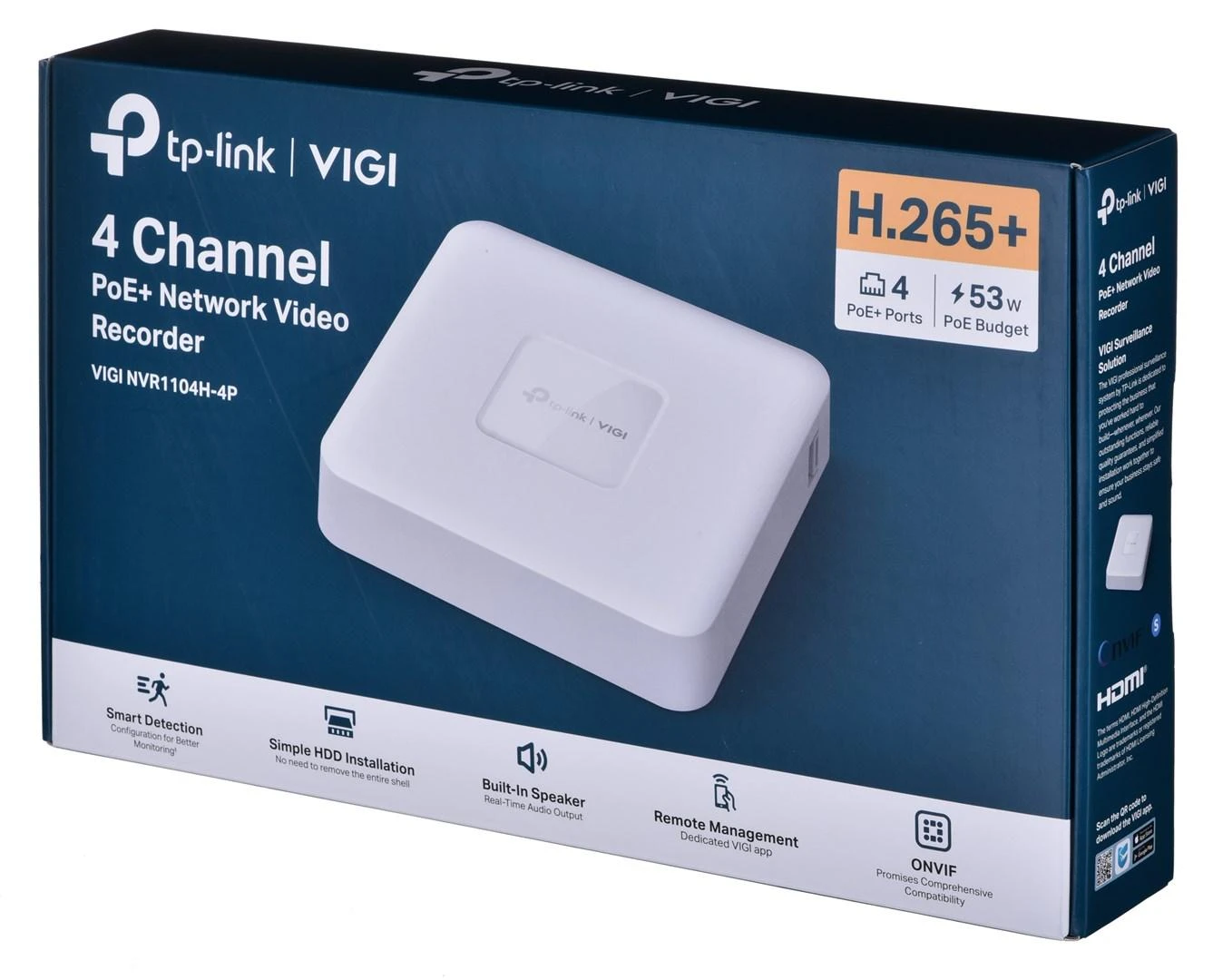 TP-LINK | PoE+ tinklo vaizdo įrašymo įrenginys | VIGI NVR1104H-4P | 1 | 4 kanalų
