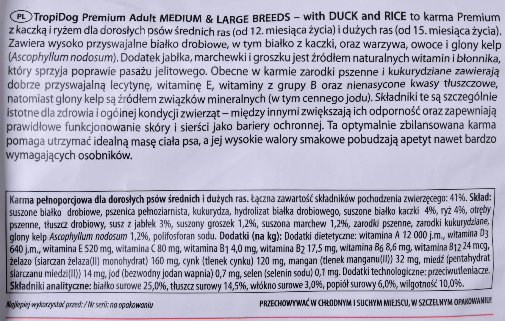 TROPIDOG Premium Adult Medium & Large antiena su ryžiais - sausas šunų maistas - 12 kg