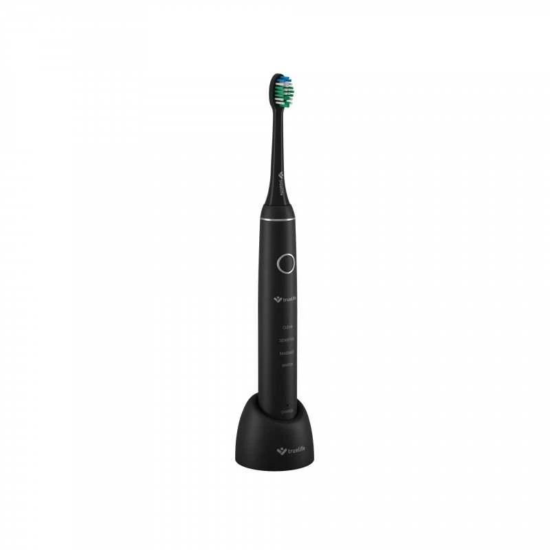 Juodas TrueLife SonicBrush Compact dantų šepetėlis su stovu