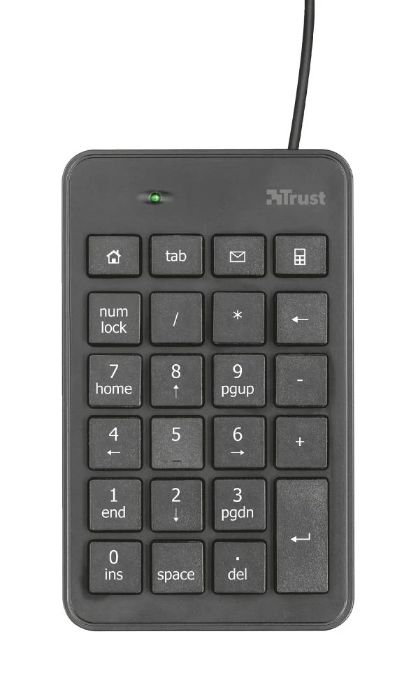 Klaviatūra Trust 22221 numeric keypad Nešiojamas kompiuteris/PC USB Juodas
